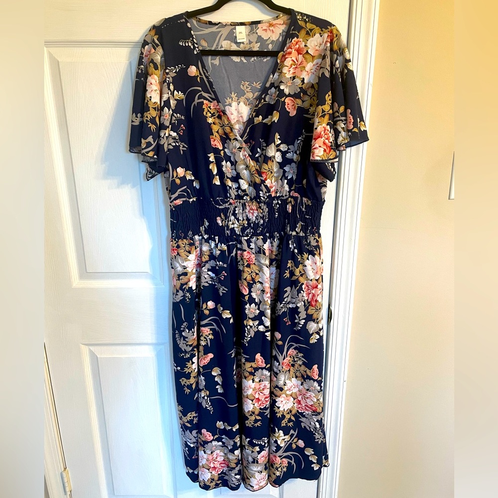 Blue Floral Midi Dress